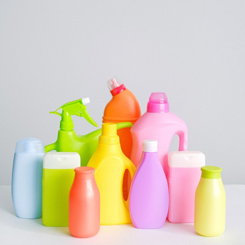 cleaners Anna Shvets cleaning supplies placed on table