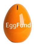 An orange egg with the word eggfund on it, symbolizing fertility and family planning.